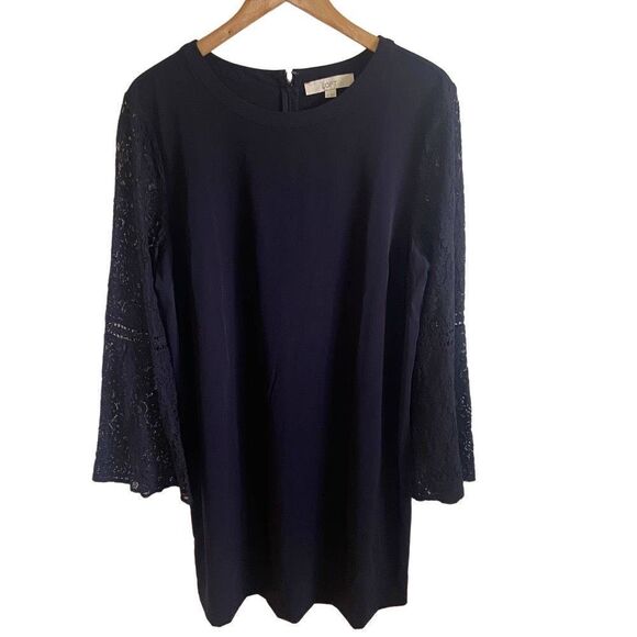 Loft - blue lace long sleeve dress - Picture 9 of 10